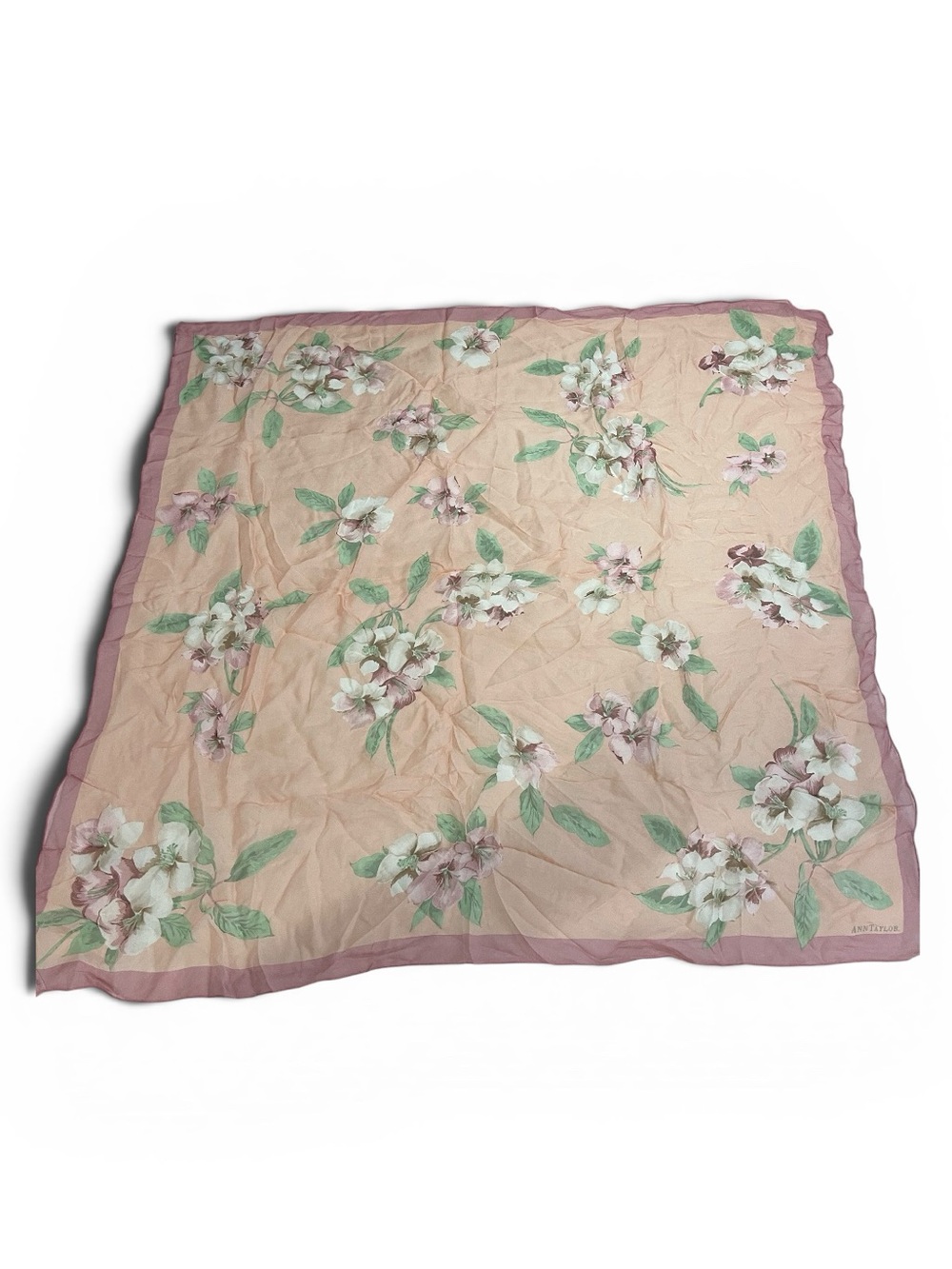 Ann Taylor Floral Silk Square Scarf Vtg Made in Japan